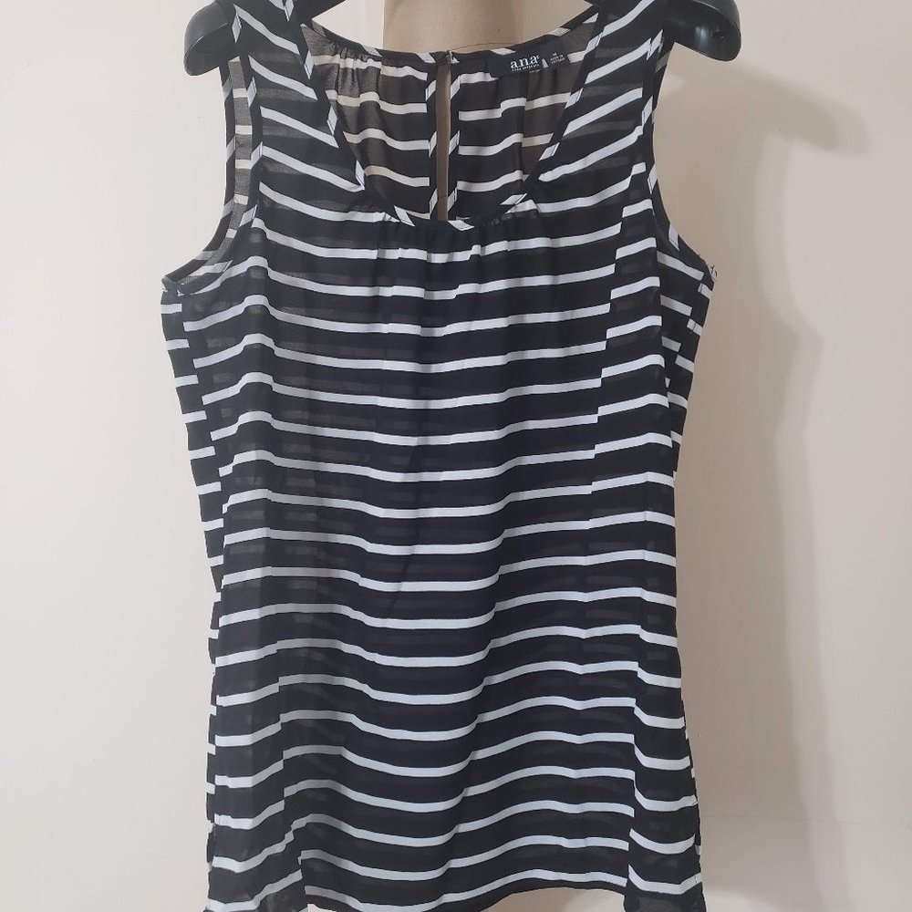 Ana Black & White Stripe Tank Top Blouse
